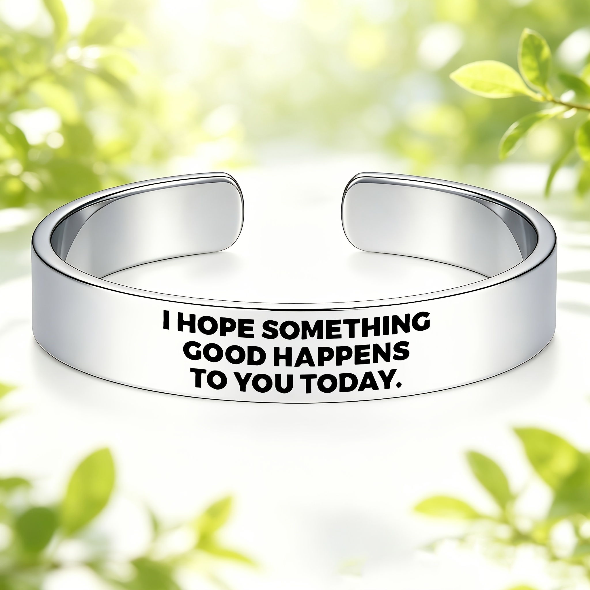 Inspirational Quote 304 Stainless Steel Open Bangle